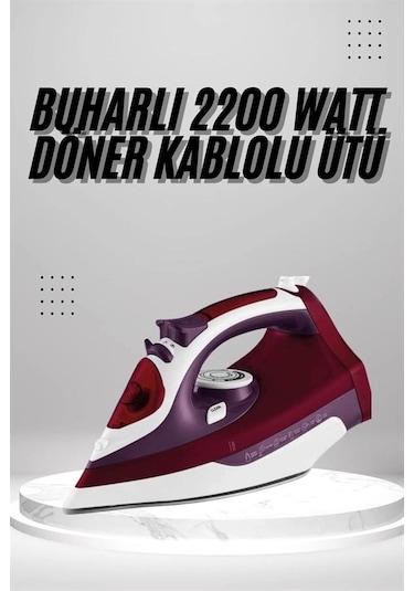 Seramik Tabanlı Kırmızı 2200 Watt Şok Buharlı Ütü Çok Renkli