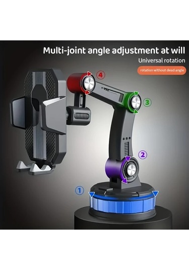 Primepickings Black 360 Derece Dönebilen Ağır Hizmet Abs Araç Tutucu Anti Şok Jel Pedlı Güvenli