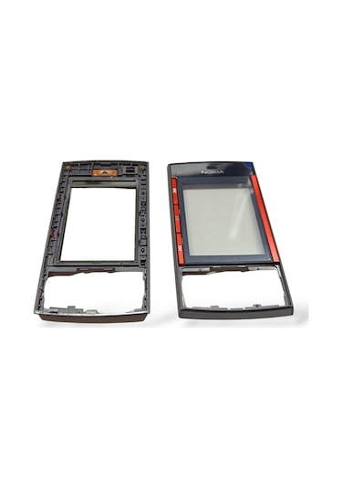Nokia X3 Ön Kapak Nokia X3-00 Uyumlu Siyah Kırmızı Ön Kapak