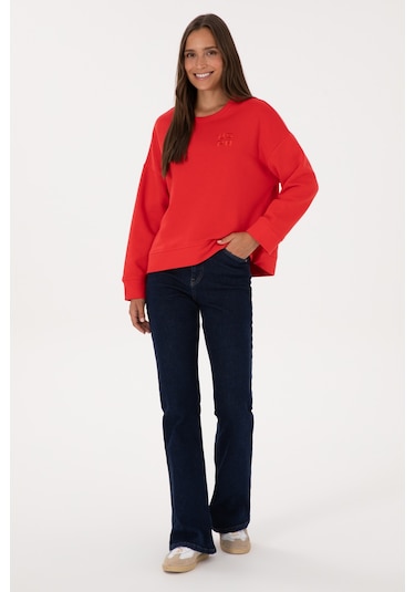 U.S. Polo Assn. Kadın Kırmızı Bisiklet Yaka Basic Sweatshırt 50313565-VR030