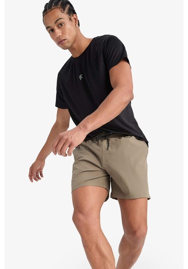 DeFactoFit Baskılı Esnek Dokulu Kısa Boy Sporcu Deniz Şortu C5138AX25HSKH474 Haki