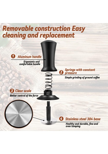 Hfambition 3'lü Espresso Alet Seti: 51mm Kalibreli Tamper, Wdt Çekirdek Aleti Ve Manyetik Dosing Funnel Siyah