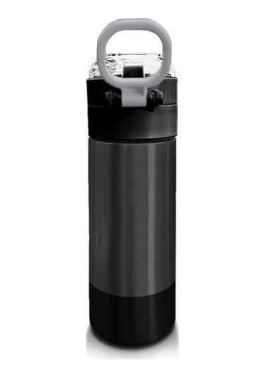 Coral High Kids Koyu Gri Siyah Desenli Pipetli Ve Direkt İçim Çelik Termos 500 Ml 31824 Siyah