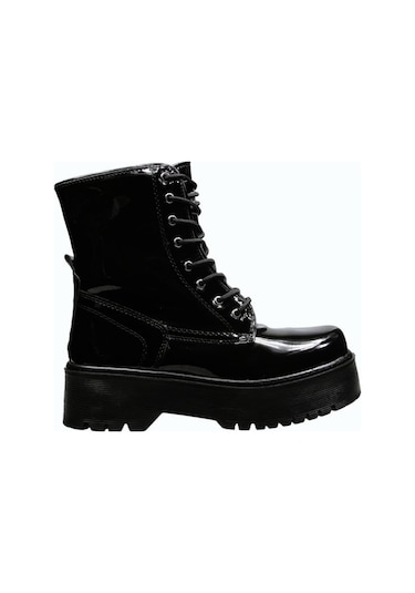 M.p. 232-1425 Zn Kadın Siyah Rugan Yüksek Taban Bot-siyah Siyah