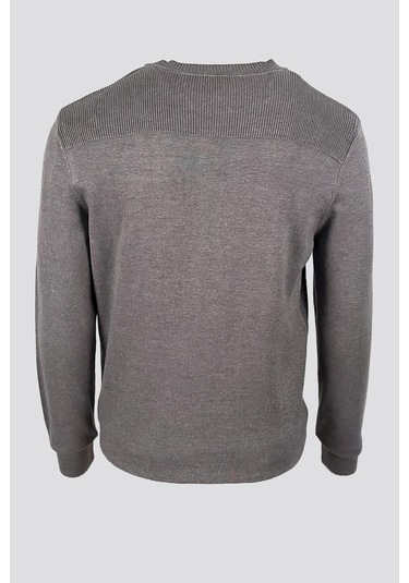 Erkek Triko Bisiklet Yaka Cep Detaylı Gri 3753 Gri