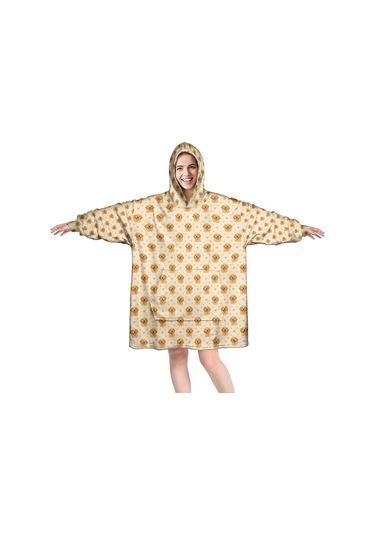 Golden Retriever Desenli Giyilebilir Battaniye Hoodie, Unisex, Kalın, Cepli-a4 Golden Retriever Head