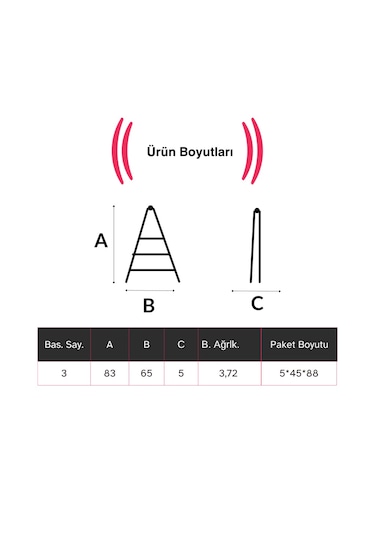 Endokon Katlanır Şık Merdiven Bronz 3 Basamaklı - Alüminyum - Ev - Ofis Merdiveni Katlanır
