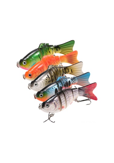 Neevoyu 5 Adet 10cm Sert Yem Balık Avı Oltası - Keskin Üçlü Kancalı Yapay Yem Seti