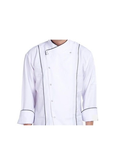 Aşçı Ceketi Beyaz Siyah Biyeli T Model