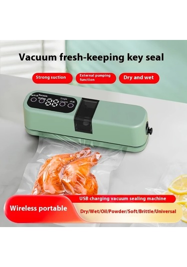 Honeybeeshop Mavi Taşınabilir Usb Şarj Edilebilir Vakum Mühürleyici 1200mah Lityum Pil Kuru Islak Gıda Saklama Sistemi Ev Seyahat