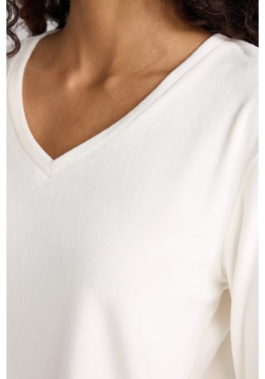 Defacto Pijama Takımı Regular Fit Uzun Kollu Velur Üst Kareli Uzun Alt-fall İn Love E7278ax25aubg400 Bej