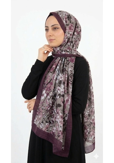 Tesettür Çiçek Desen Pamuk Soft Şal Bordo