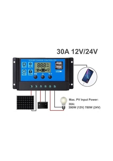 Hightek 12v - 24v 30a Solar Şarj Kontrol Cihazı