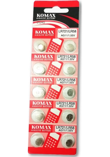 Komax AG11 LR721/LR28 1.55 V Düğme Pil 10'lu