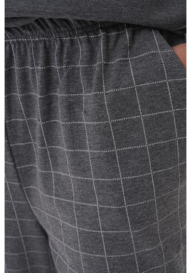 Mecit 2982 Füme Büyük Beden Uzun Kollu Erkek Pijama Takımı Füme