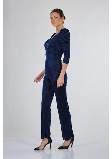 Dori V Yaka Simli Uzun Kollu Lacivert Kadın Elbise 221Kb4079-Lacivert-38