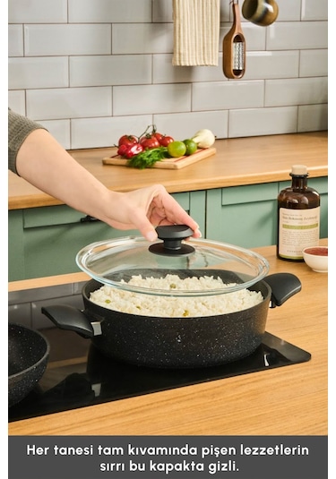 Karaca  Biogranit Defne V2 7 Parça Tencere ve Tava Seti Siyah