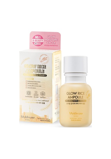 Muldream Glow Rice Ampoule Pirinç Kepeği Suyu Onarıcı Ampul 55 ML