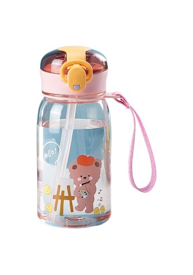 "gıanxı Çocuk Su Emzikli Bardak Pipetli Karikatür Sızdırmaz Su Şişeleri Açık Hava Taşınabilir Içecek Şişesi Çocuklar Için Sevimli Bardak " De7s3n Pembe