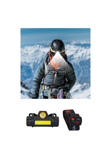 Kafa Lambası - 8 Saat Dayanıklı Şarjlı Sensörlü Mıknatıslı - Kamp - Balıkçılık- Acil Durum Feneri