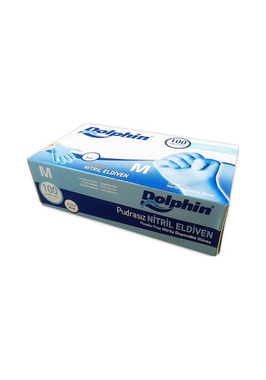 Dolphin Nitril Pudrasız Muayene Eldiven Mavi 20 x 100’lü M
