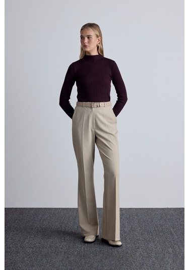 Yüksek Yaka Triko Bluz Vişne Vişne