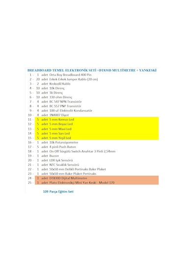 Breadboard Temel Elektronik Seti +dt830d Multimetre + Yankeski