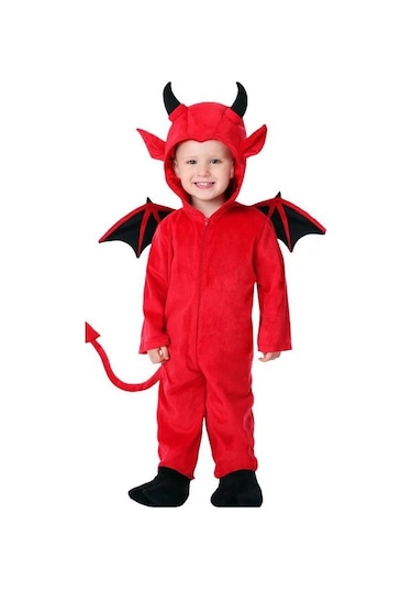 Jl Çocuklar Bebek Kırmızı Şeytan Kostüm Unisex Çocuk Cosplay