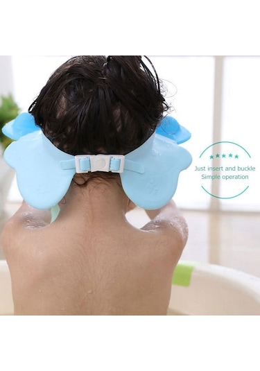 Sones Bebek Şampuanı Su Geçirmez Kulak Koruması Ayarlanabilir Duş Bonesi Pembe