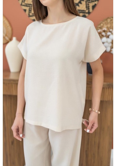 Sensuelle Bej T-shirt Ve Pantolon Takım Bej