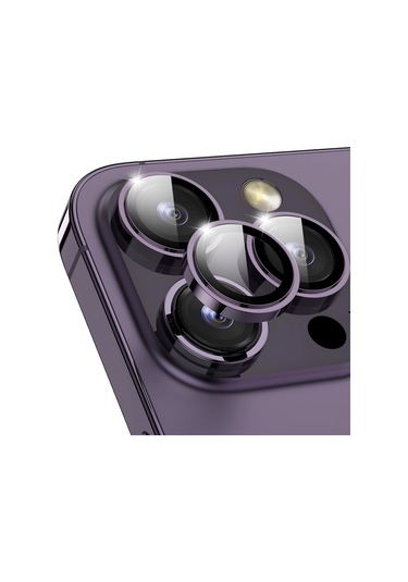Apple Uyumlu iPhone 14 Pro Max Raze Metal Kamera Lens Koruyucu Derin Mor