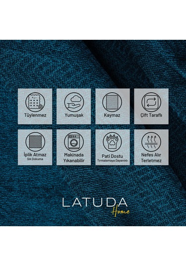 Jakarlı Şönil Koltuk Örtüsü Çekyat Örtüsü Koltuk Şalı 110x175 2 Ad. Kaymaz Turkuaz Turkuaz