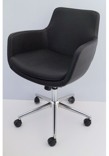 Bulut Siyah Deri Rahat Ofis Çalışma Sandalyesi