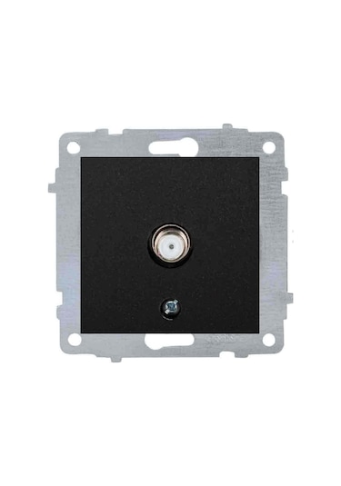 Ovivo Metalik Siyah Tv Prizi F Konnektörlü Çerçevesiz