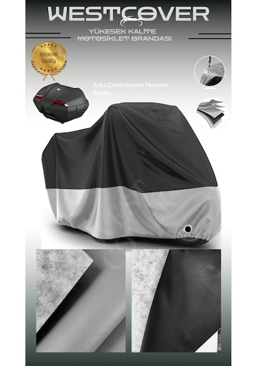 Peugeot Vivacity 125 Arka Çanta Uyumlu Vinleks Yüksek Kalite Gri Siyah Motosiklet Brandası