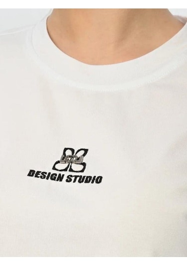 Kız Çocuk Nakışlı Oversize Tasarım Şort Takım-15775 Beyaz