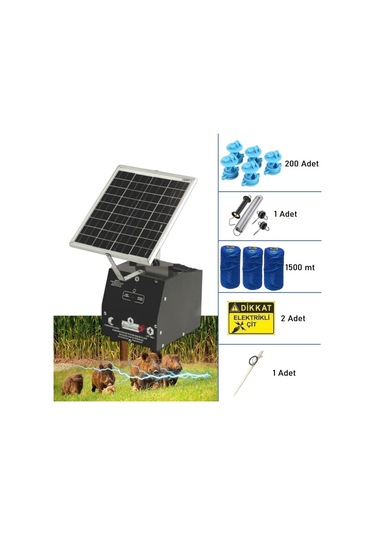 Pars P2518/1500d Güneş Enerjili Ve Akülü Elektrikli Hazır Çit Sistemi Demir İzolatörlü