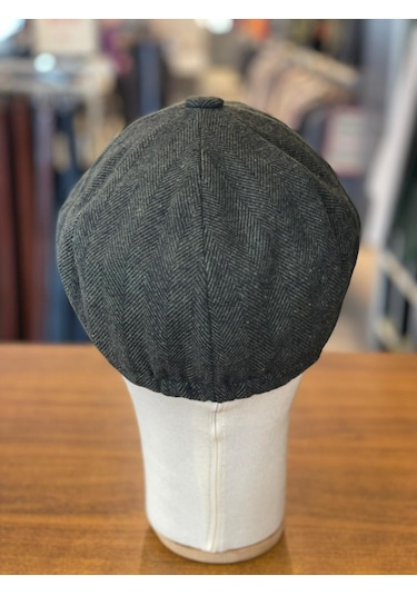 Hamze Peaky Blinders Tarz İngiliz Model Balıksırtı Desen Kaşe Kumaş Kasket Şapka Haki