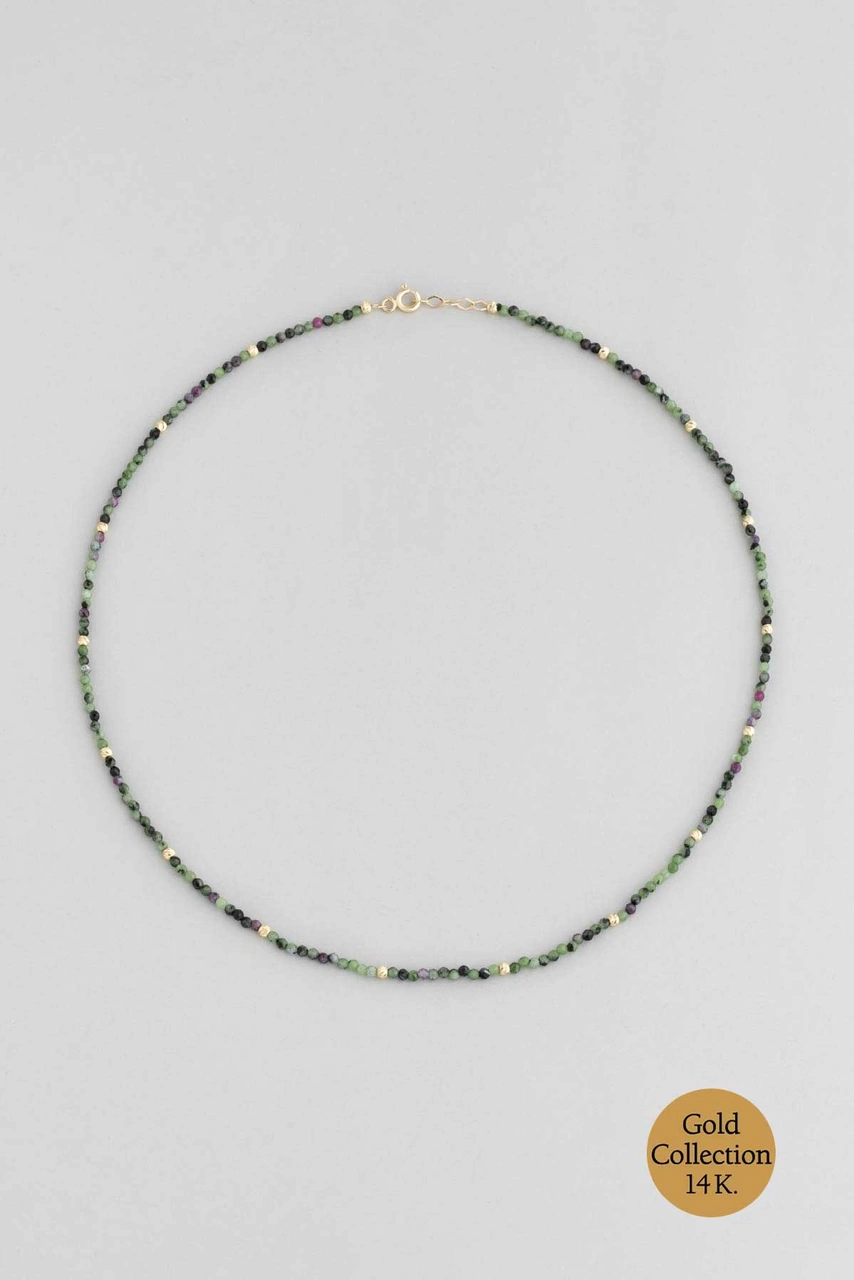 Turmalin Taşlı 14 Ayar Altın Kolye Turmalin Taşlı 14 Ayar Sarı Altın