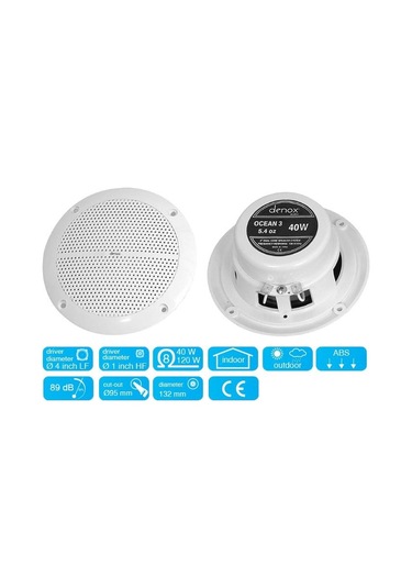 Denox Ocean 3 Suya Dayanıklı Tavan Hoparlörü