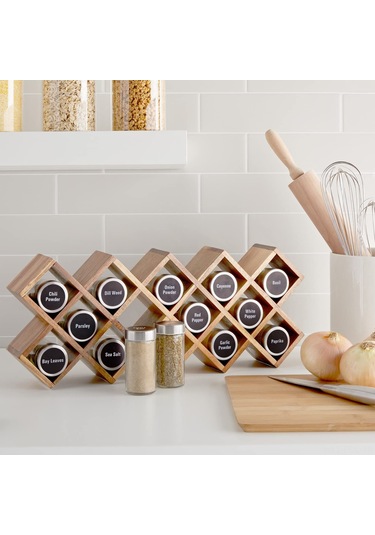 Padalink 12'li Çelik Manyetik Baharat Kavanoz Seti Görünür Kapağı, Dökme Ve Süzme Tasarım + 144 Adet Baskılı Etiket - Mutfak Gerekli Malzeme Gümüş