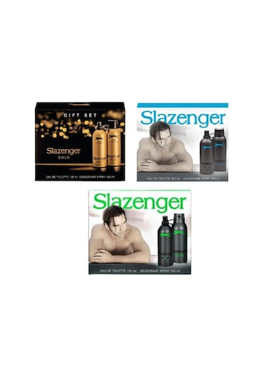 Slazenger Gold + Active Sport Yeşil + Mavi Parfüm EDT 3 x 125 ML + Deodorant 3 x 150 ML
