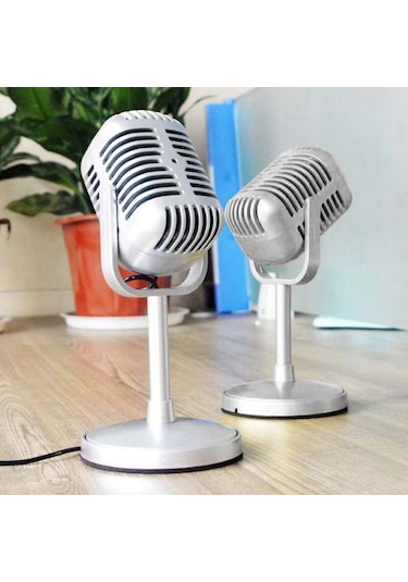 Skycıty Masaüstü Mikrofon, Cep Telefonu Canlı Yayınları İçin Uygun, Gümüş 3.5mm Şarjlı