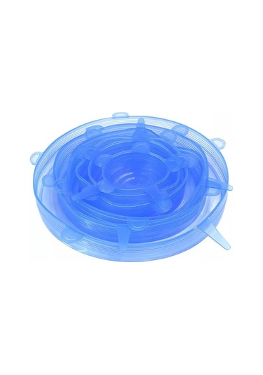 Qingmipy 6 Parça Yeniden Kullanılabilir Silikon Streç Kapak, Mutfak Saklama Ve Taze Tutma Çözümü Mavi