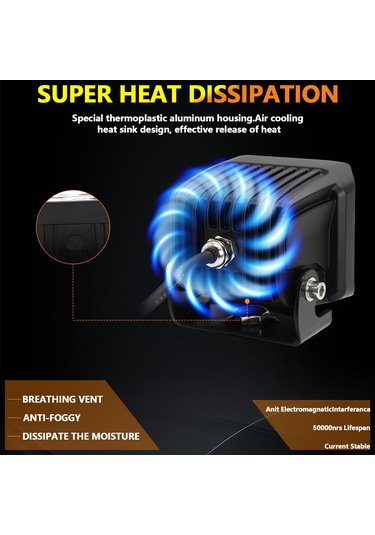 Teltree 100w 10 Ledli 10000lm 6000k Işık, Ip67 Su Geçirmez, Uçak Alüminyum, 9-30v Geniş Voltaj, Spor+omni Tipi Çalışma Lambası