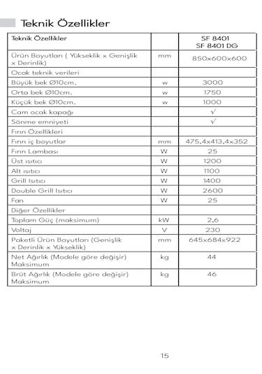 Vestel SF 8401 65 LT Solo Fırın