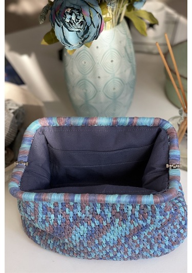 El Yapımı Gök Mavisi Basic Örgü El Çantası Gök Mavisi