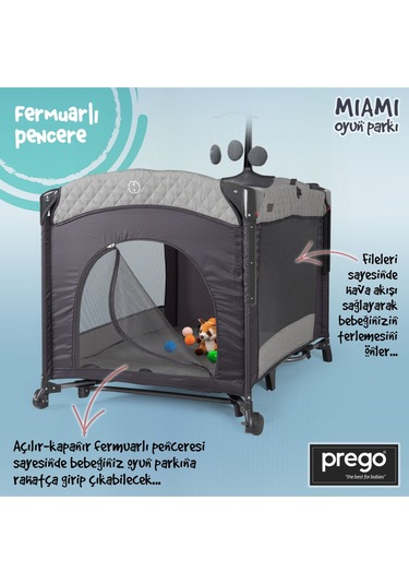 Miami Anne Yanı Oyun Parkı Bej + Yatak Dahil - Bircancocuk