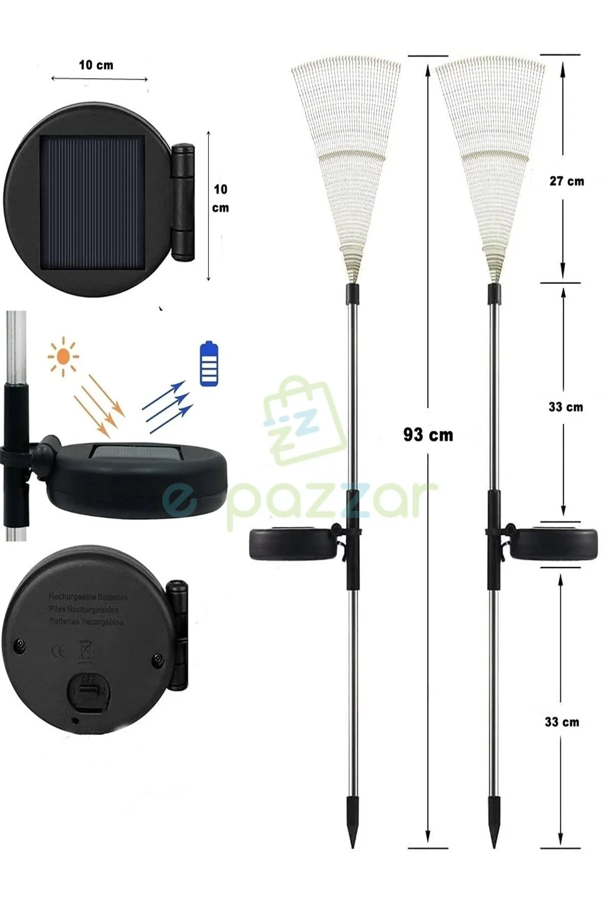 1 Adet Solar Led Bahçe Lambası Güneş Enerjili Dekoratif Işık 120 Led Işıklı Su Geçirmez Peyzaj Aydınlatması Gün Işığı