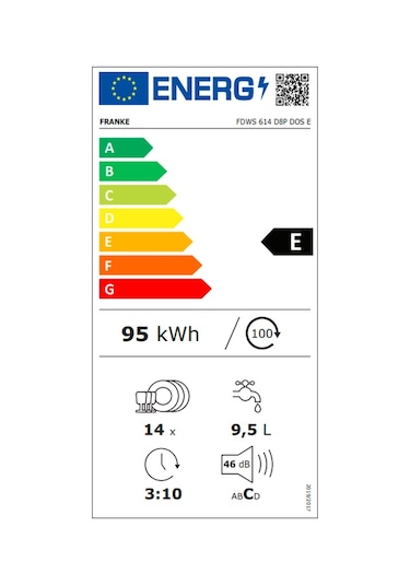 Franke FDWS 614 D8P DOS E 8 Programlı 14 Kişilik Ankastre Bulaşık Makinesi